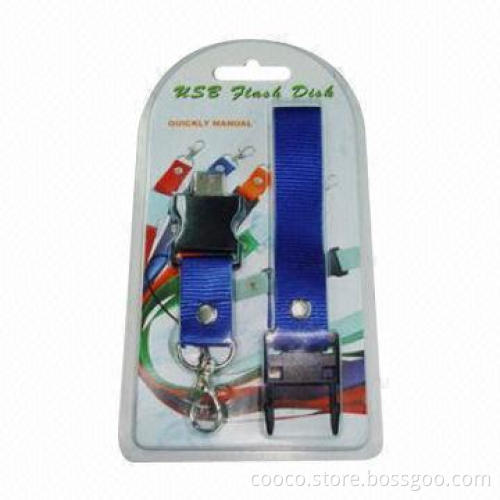 Lanyard USB Flash Drive with 1 to 256GB Memory Capacity and 10-year Data Retention